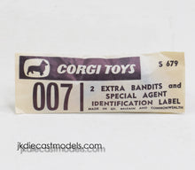 Corgi toy S.679 261 Bond Accessories of missiles & label