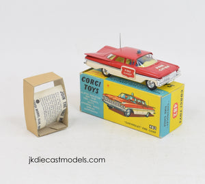 Corgi toys 482 'Chevrolet' Fire chief Virtually Mint/Boxed (Cream with Rectangular door labels)