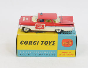 Corgi toys 482 'Chevrolet' Fire chief Virtually Mint/Boxed (Cream with Rectangular door labels)