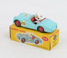 Dinky toys 111 Triumph Tr2 Virtually Mint/Boxed (Rare wing decals/factory error) ''The West London Collection''