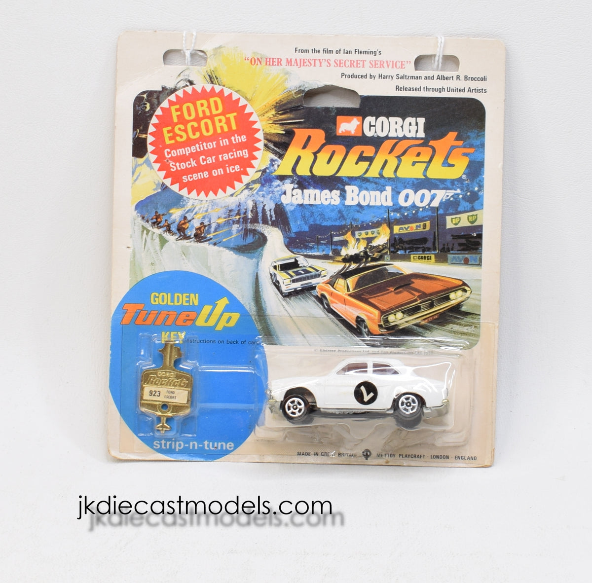 Corgi Rockets 923 Ford Escort OHMSS Virtually Mint/Nice card/blister - ''The Winchester Collection''