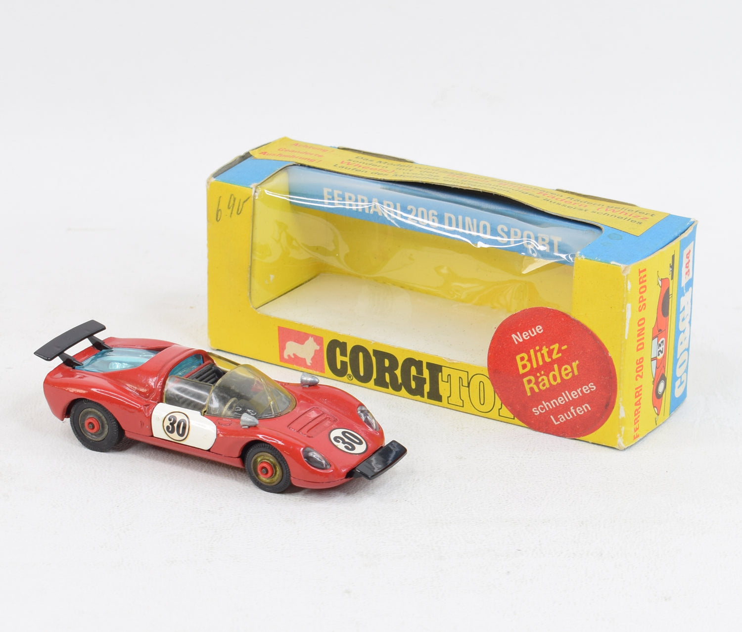 Corgi toys 344 Ferrari 206 Dino Very Near Mint/Boxed (German Export 'Blitz-Rader') ''The Winchester Collection''