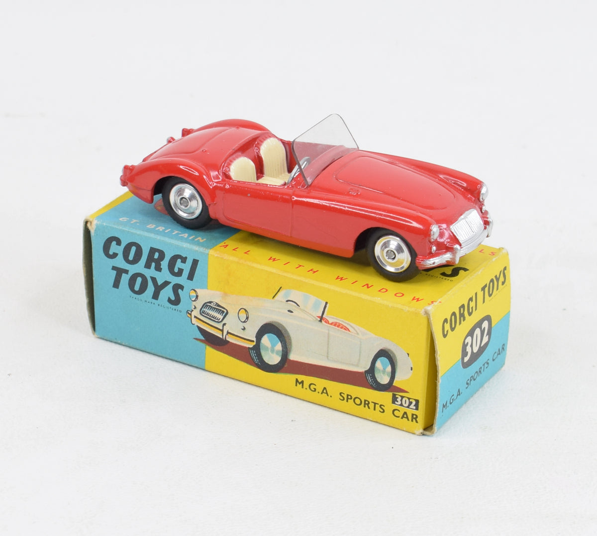 Corgi Toys 302 M.G.A Sports Car Virtually Mint/Nice box 'Weslake Collection'