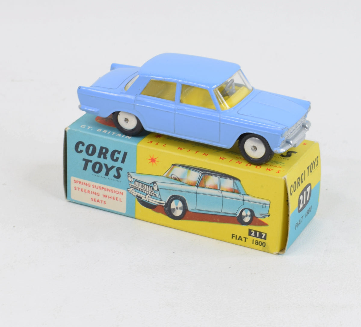 Corgi toys 217 Fiat 1800 Virtually Mint/Nice box (mid blue) 'Weslake Collection'