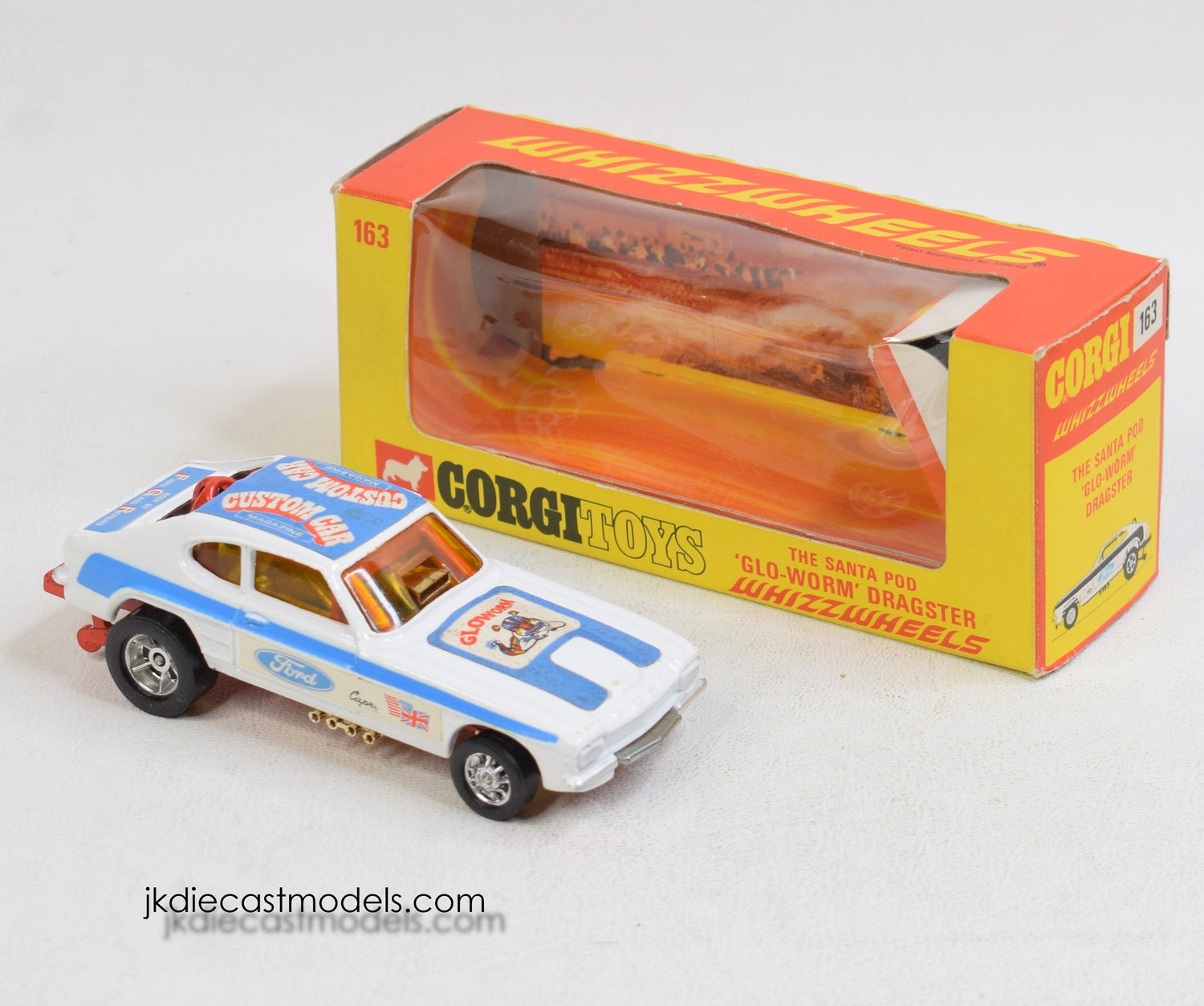 Corgi toys 163 'Glow-Worm' Dragster Virtually Mint/Boxed (Rare wheel version) 'Avonmore' Collection