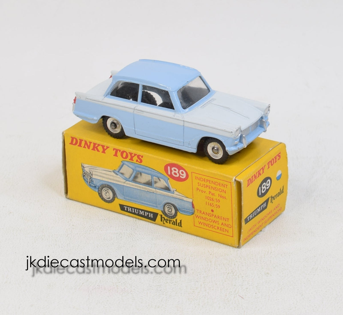 Dinky Toys 189 Triumph Herald promotional Virtually Mint/Boxed (Powder blue/Sebring white)