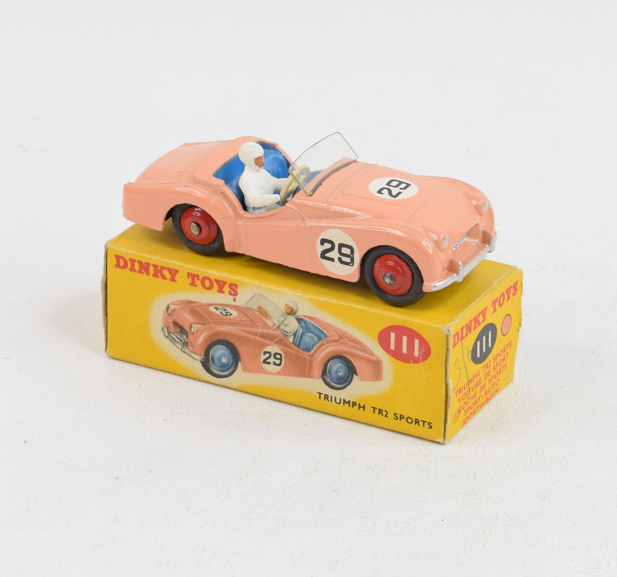 Dinky toys 111 Triumph Tr2 Virtually Mint/Boxed 'Stockbridge Collection'