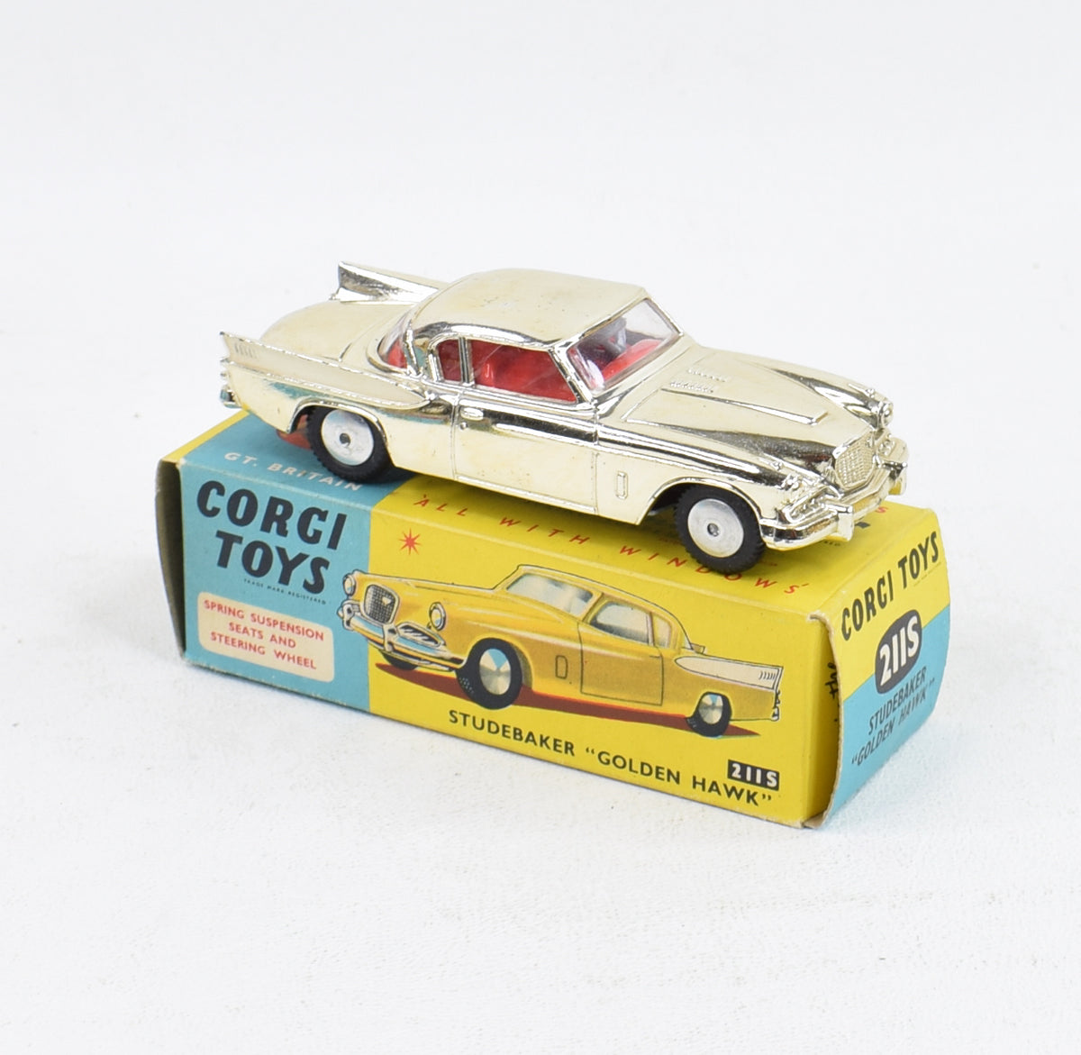 Corgi toys 211s Studebaker 'Golden Hawk' Very Near Mint/Nice box 'Dryden Collection'