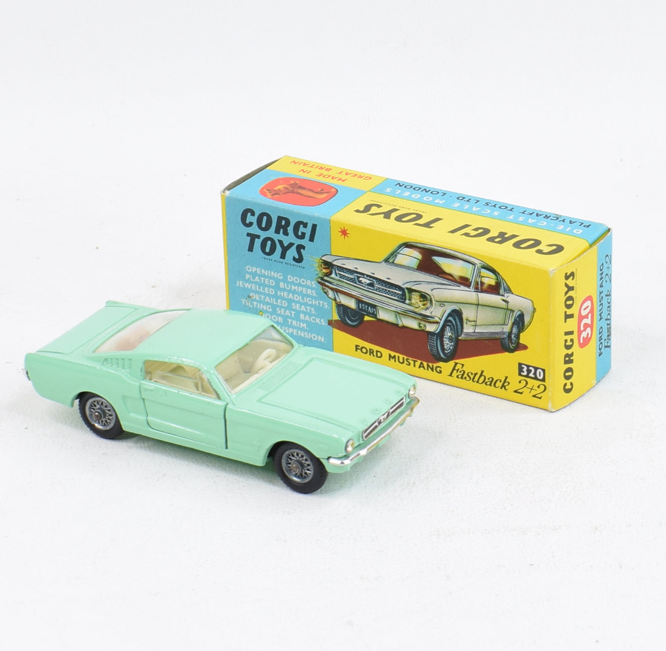 Corgi toys 320 Mustang Virtually Mint/Nice box 'Dryden Collection'