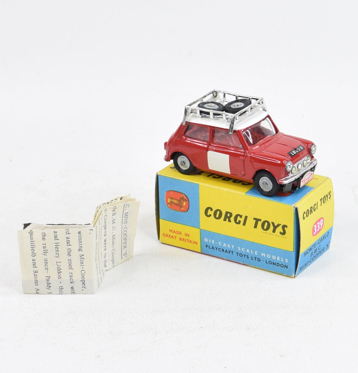 Corgi Toys 339 Austin Monte Carlo Mini Cooper 'S'. Virtually Mint/Nice box 'Gullwing Collection'