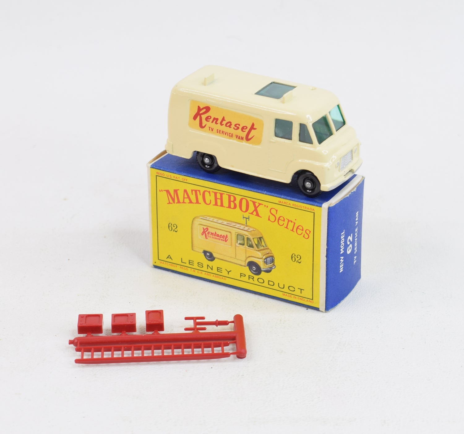 Matchbox Lesney 62 TV Service 'Rentaset' van Virtually Mint/Nice box 'Taurus Collection'