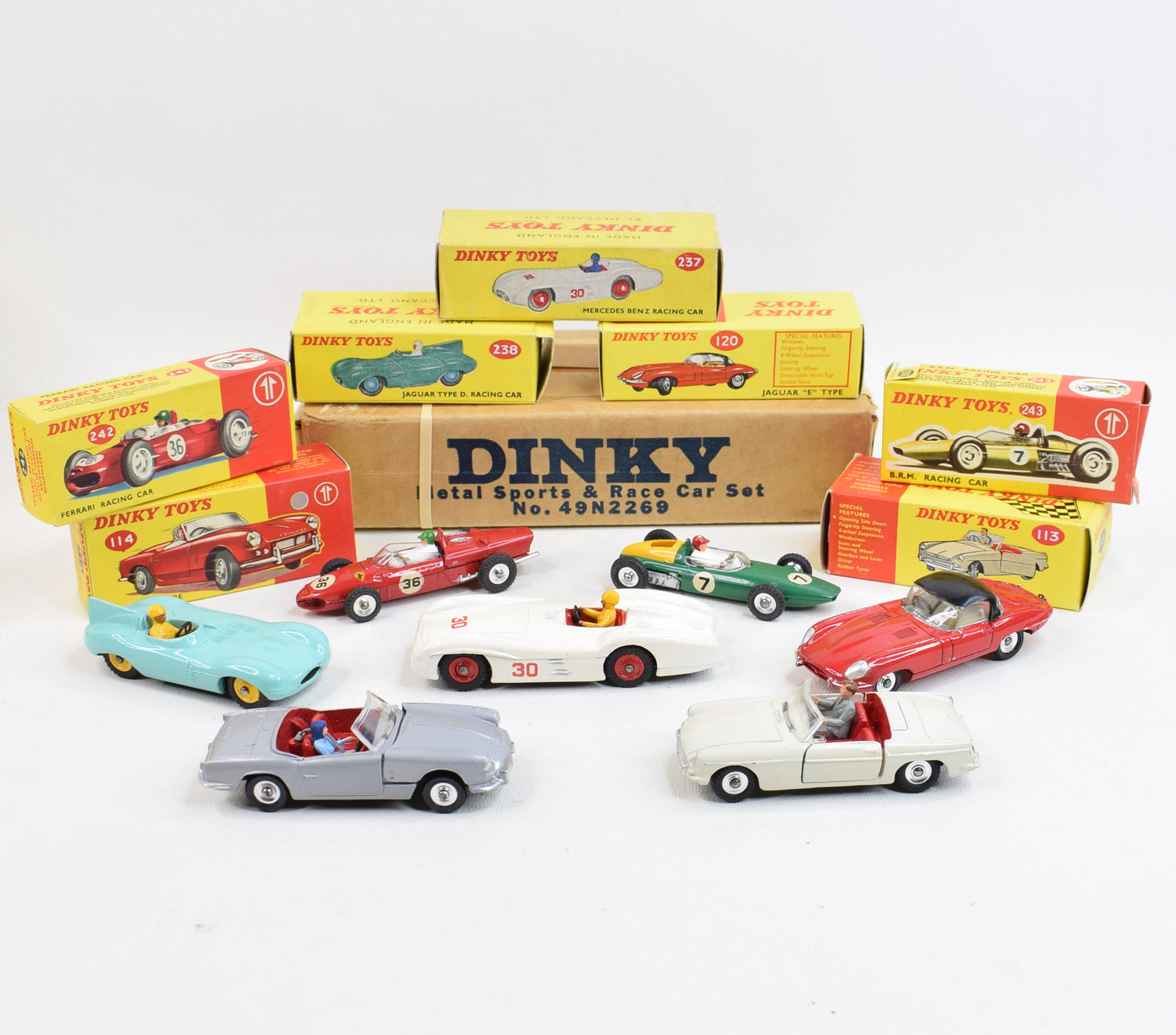 Dinky 49N2269 Metal Sports & Race Car Set (Sears Roebuck 1965)