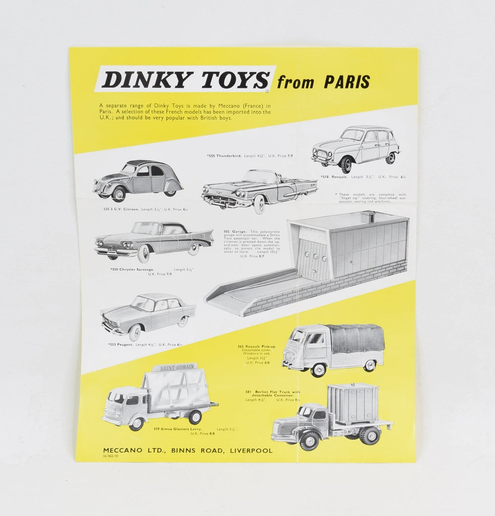 Dinky toys from Paris dual sided Promotional Poster/Flyer – JK DIE-CAST ...