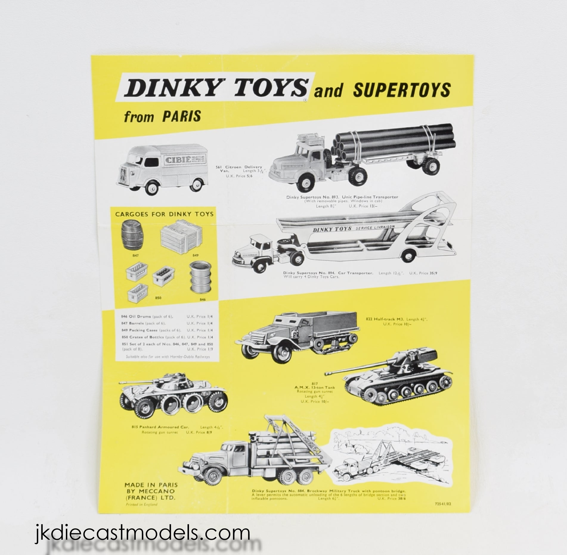 Dinky toys from Paris dual sided Promotional Poster/Flyer – JK DIE-CAST ...