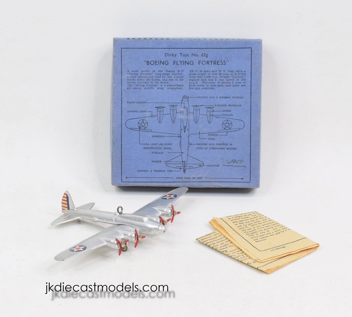 Dinky Toys 62g Boeing 'Flying Fortress' Monoplane Virtually Mint/Nice box