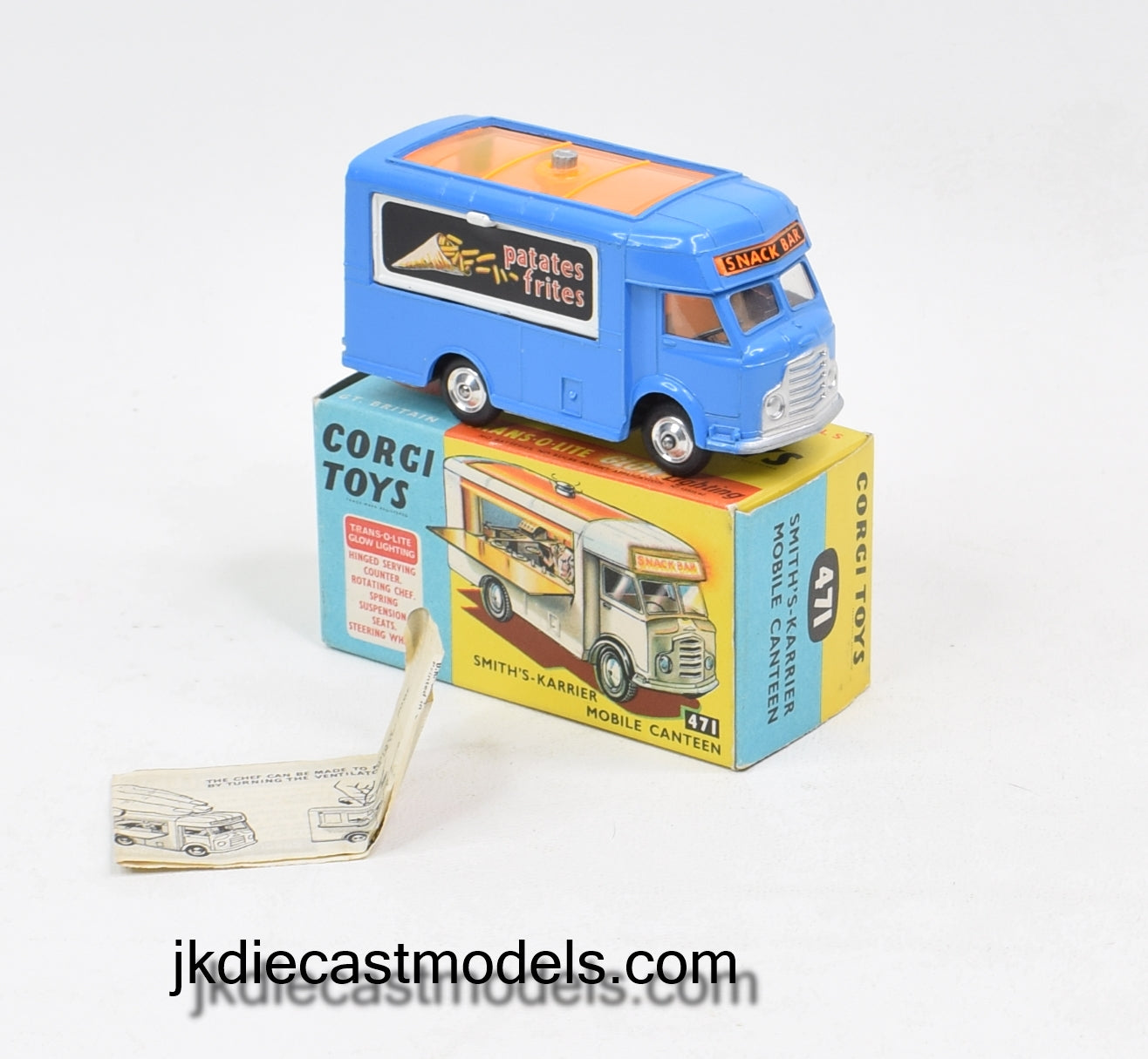 Corgi toys 471 Smith's-Karrier Mobile Canteen 'Patates Frites Virtually Mint/Nice box