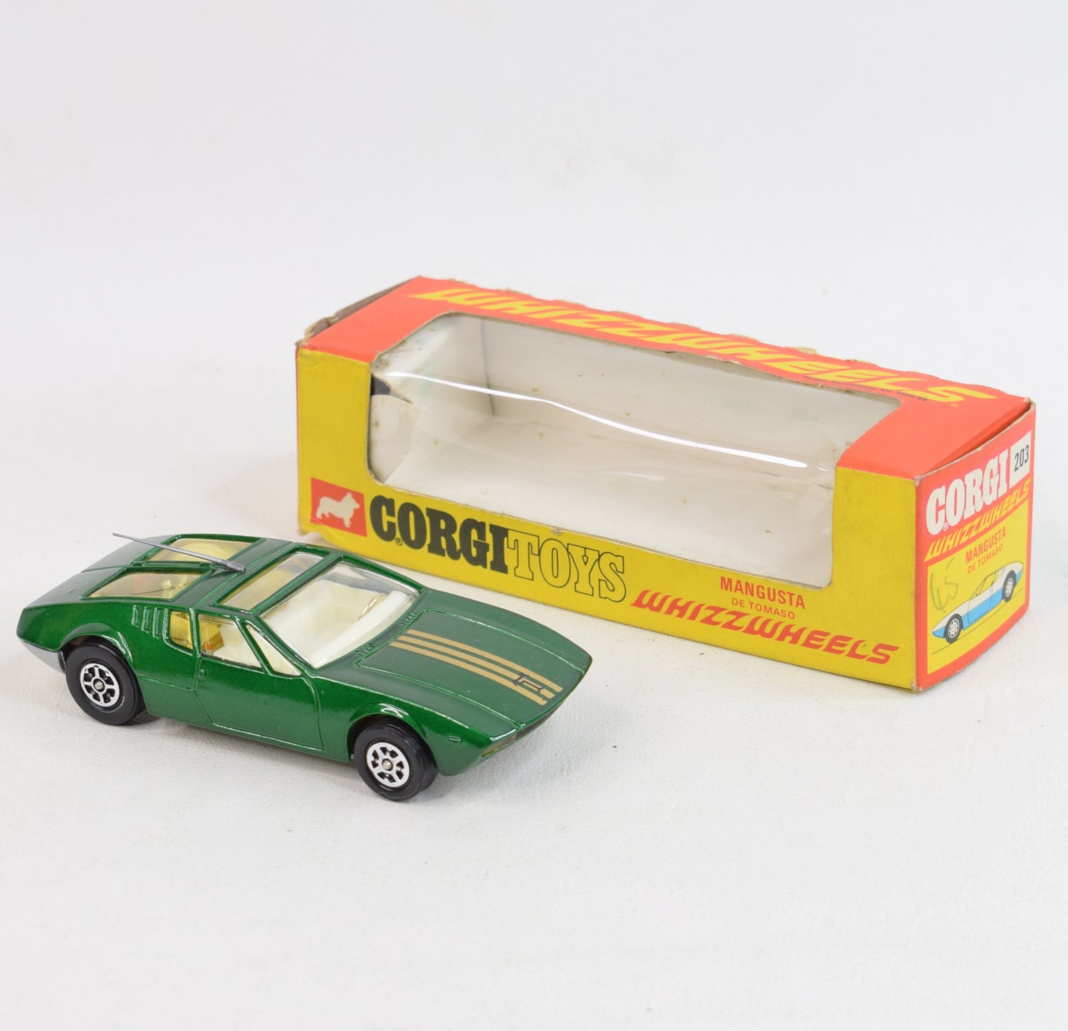 Corgi toys 203 Mangusta de Tomaso Virtually Mint/Nice box