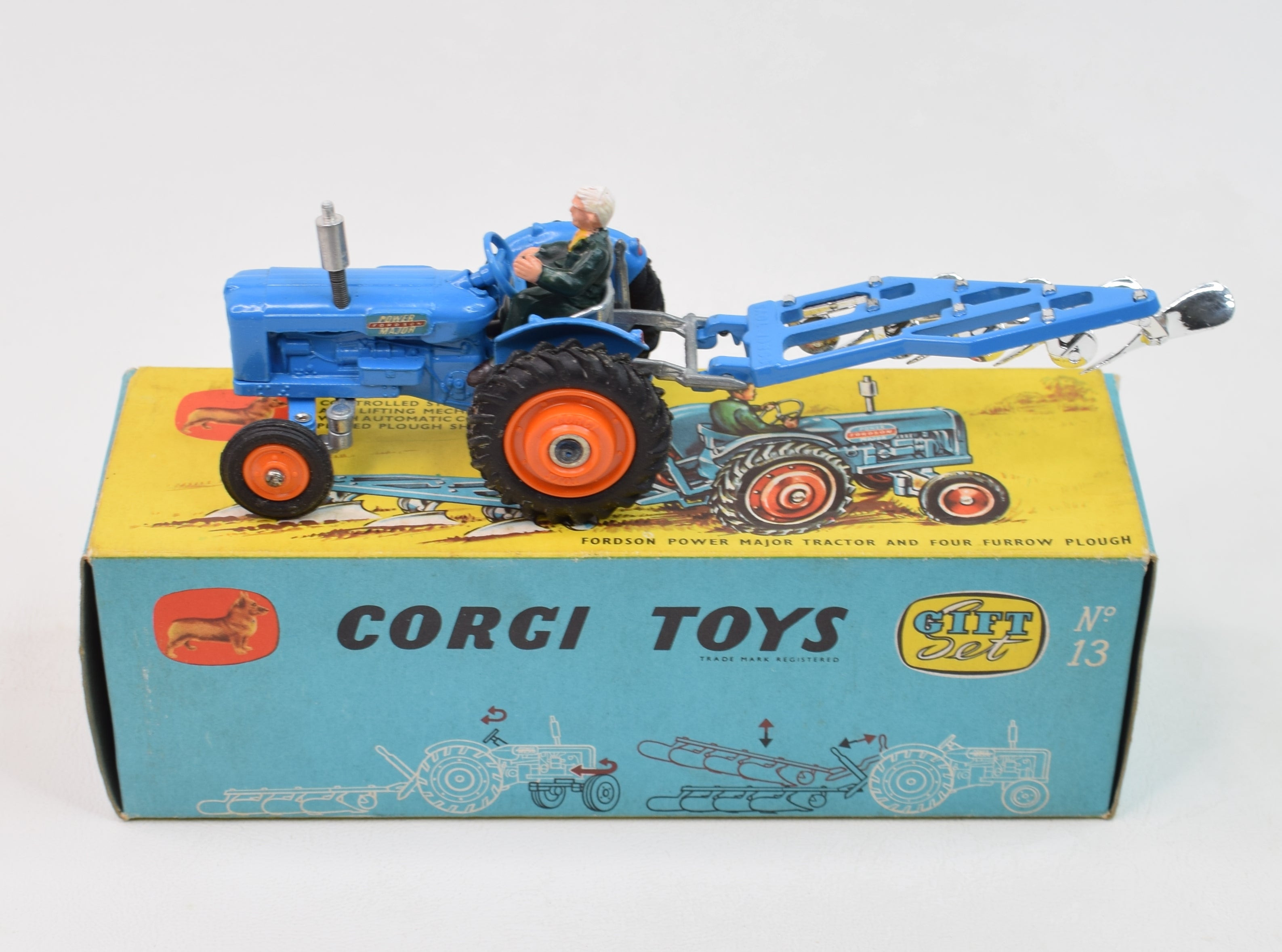 Corgi Toys Gift Set 13 Fordson Power Major Tractor with Plough