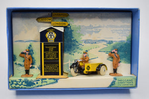 Dinky toys 44 Pre war A.A Hut, Motor Cycle & Guides Very Near Mint/Boxed.