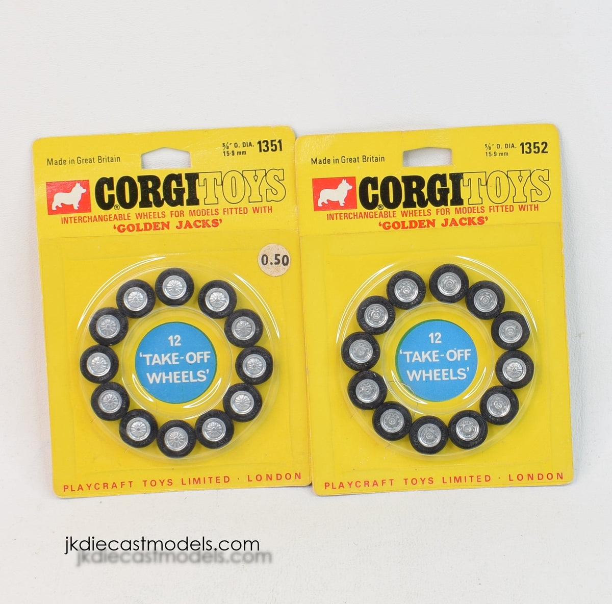 Corgi Toys 1351 & 1352 Golden Jacks spare wheels  'JJP Vancouver' Collection