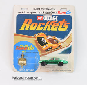 Corgi Rockets 902 Jaguar XJ6 (Dark green/red int) Mint/Nice card 'The Rocket' Collection