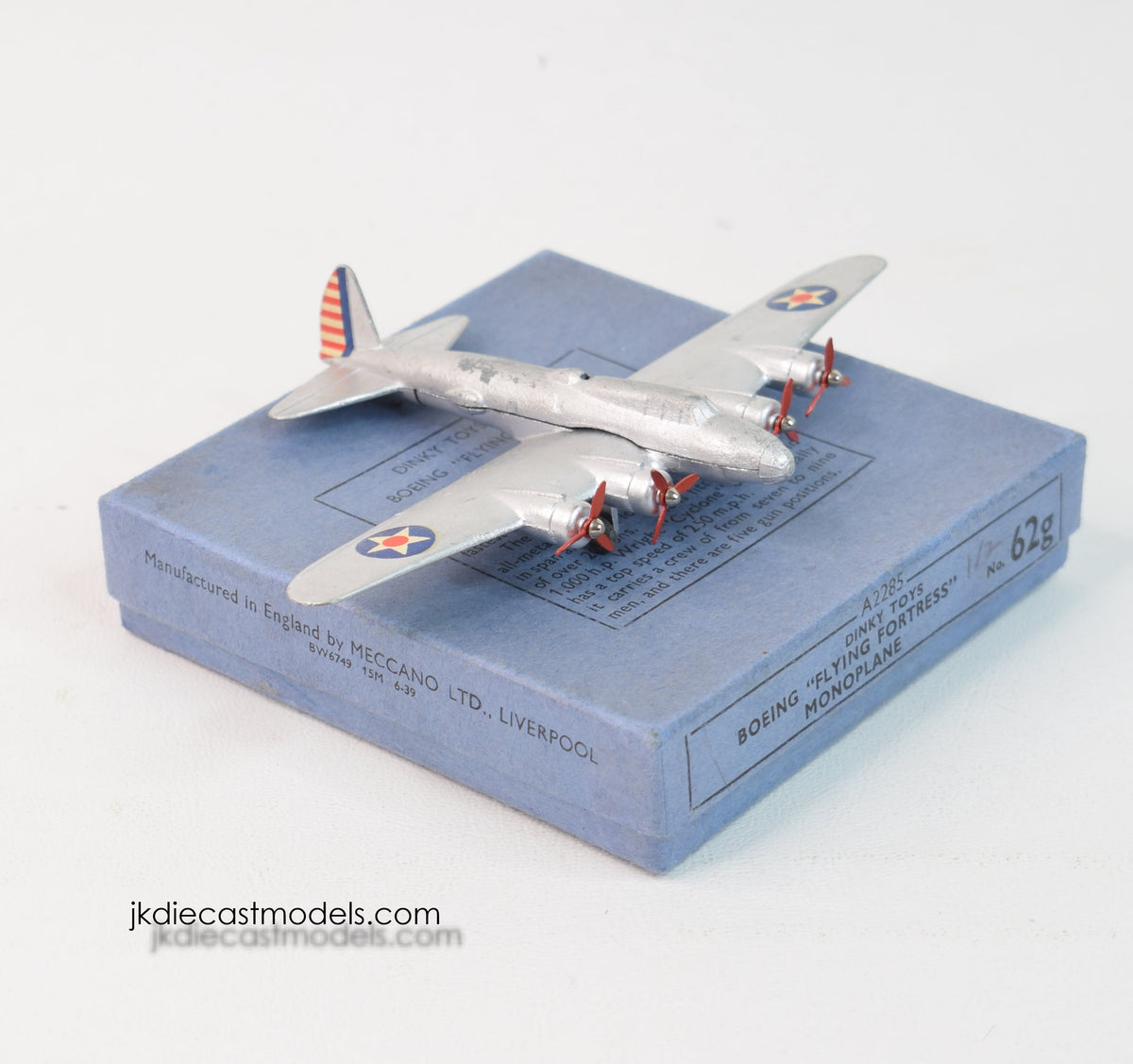 Prewar June 1939 - Dinky Toys 62g Boeing 'Flying Fortress' Monoplane Virtually Mint/Nice box