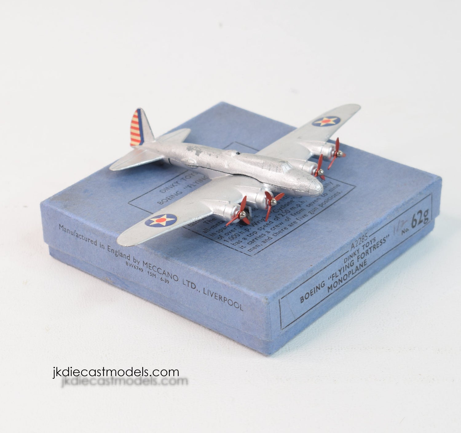 Prewar June 1939 - Dinky Toys 62g Boeing 'Flying Fortress' Monoplane Virtually Mint/Nice box