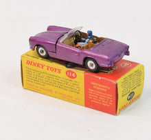 Dinky toy 114 Triumph Spitfire Virtually Mint/Boxed (With original shop flyer)