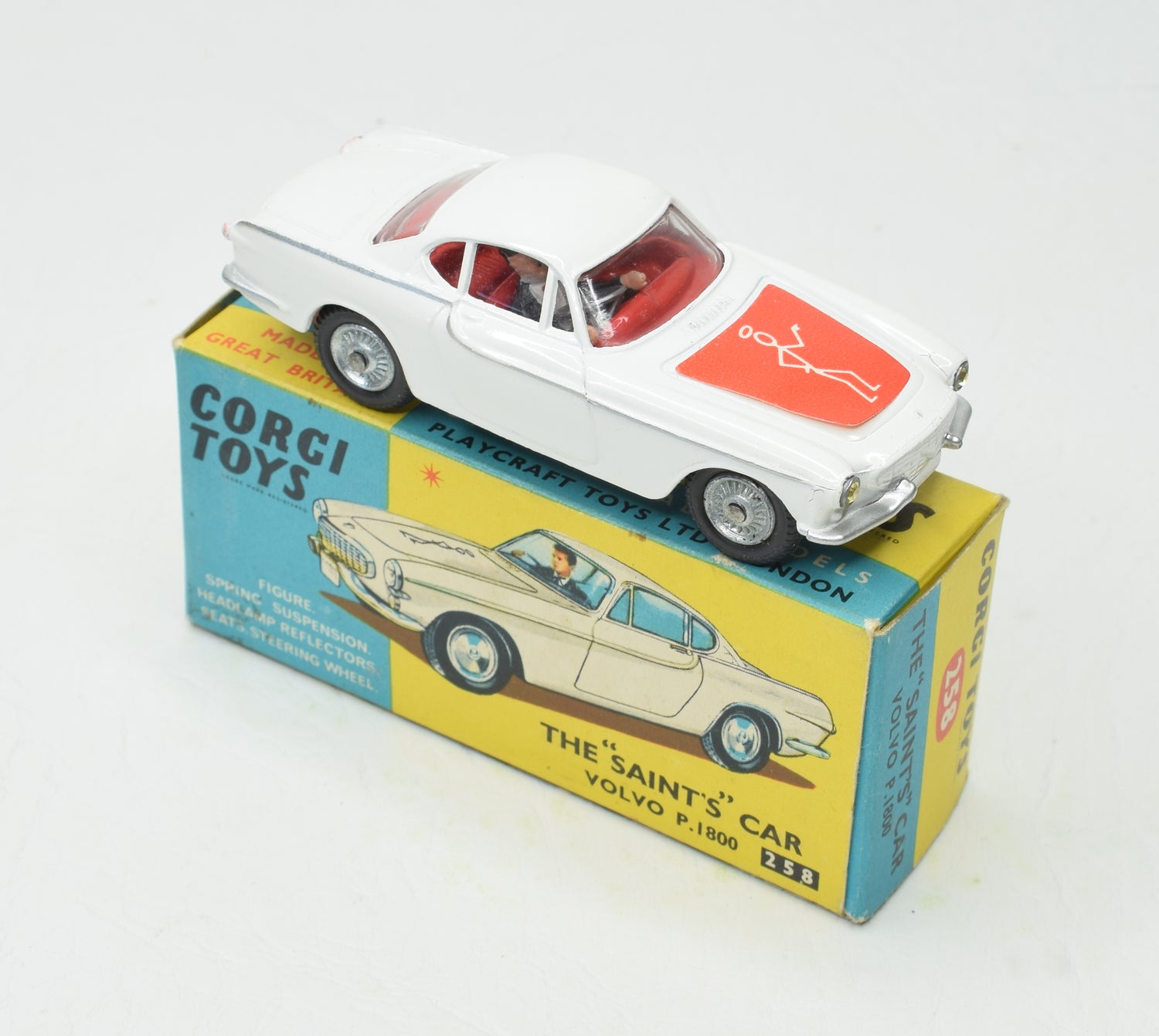 Corgi Toys 258 'Saint' P1800 Virtually Mint/Boxed (Cast hubs from 'The Lane' Collection)