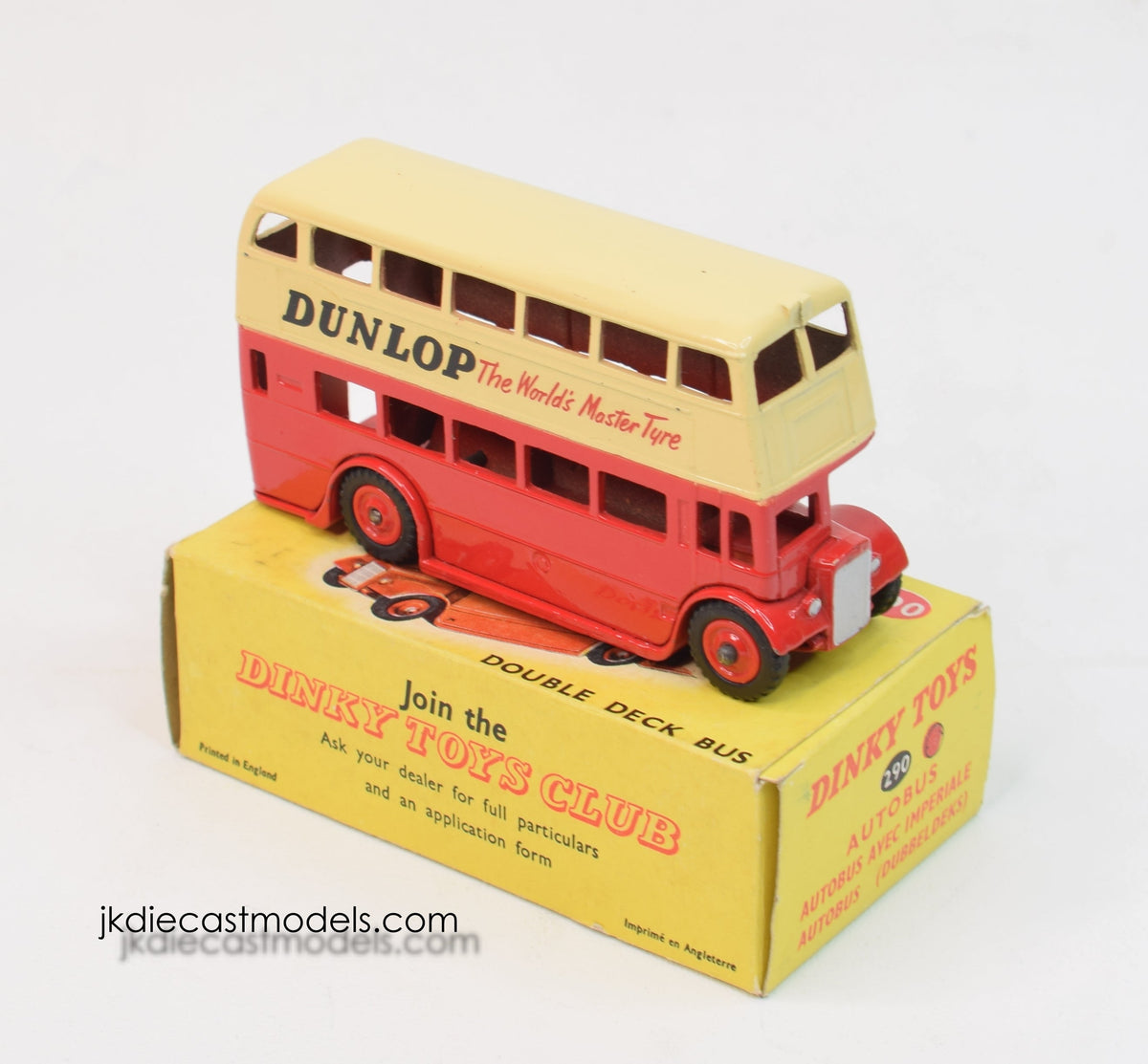 Dinky toys 290 Double deck bus 'Dunlop' Virtually Mint/Boxed 'Carlton' Collection