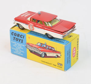 Corgi toys 482 'Chevrolet' Fire chief Virtually Mint/Boxed 'Blue & Yellow' Collection