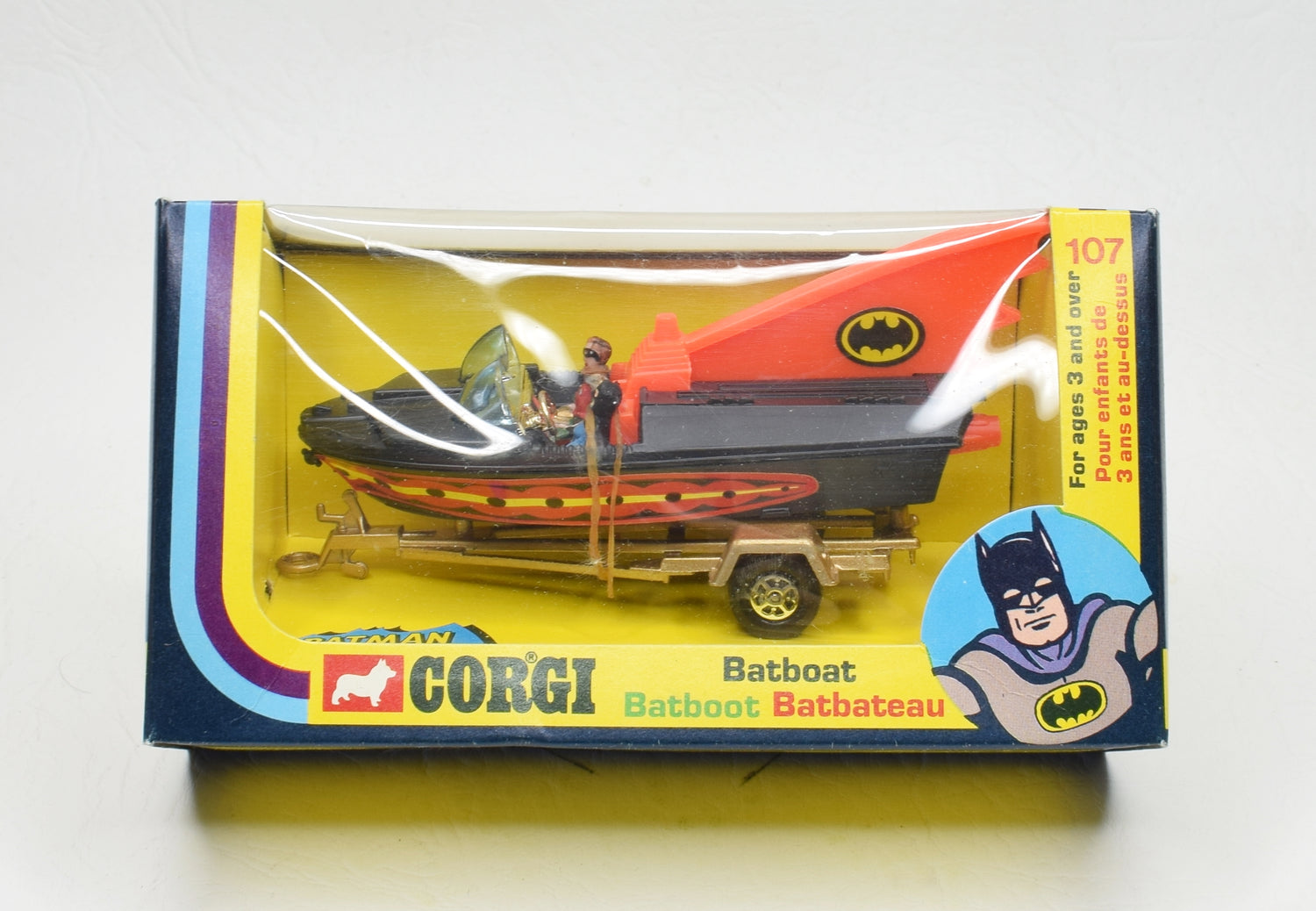 Corgi toys 107 Batboat 2nd issue Virtually Mint/Boxed (New 'The Lane' Collection)