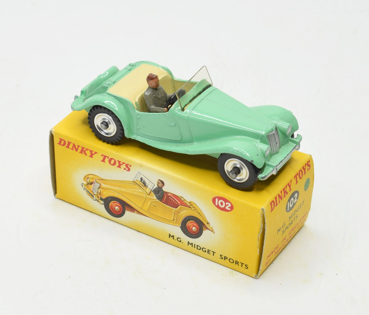 Dinky Toys 102 M.G Midget Sports Very Near Mint/Boxed (Spun hubs)
