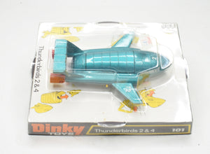 Dinky toy 101 Thunderbird 2 + 4 Virtually Mint/Boxed (White & yellow plinth)