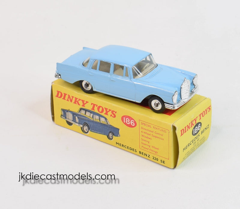 Ancienne Dinky Toys 186 - Mercedes Benz 220 SE - Bleue - Boîte D'origine - Echelle 1:43