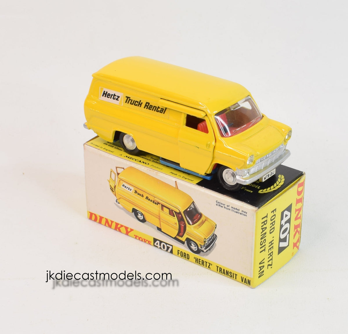 Dinky toy 407 'Hertz' Ford Transit Virtually Mint/Nice box (Blue baseplate)