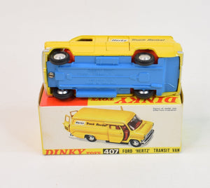 Dinky toy 407 'Hertz' Ford Transit Virtually Mint/Nice box (Blue baseplate)