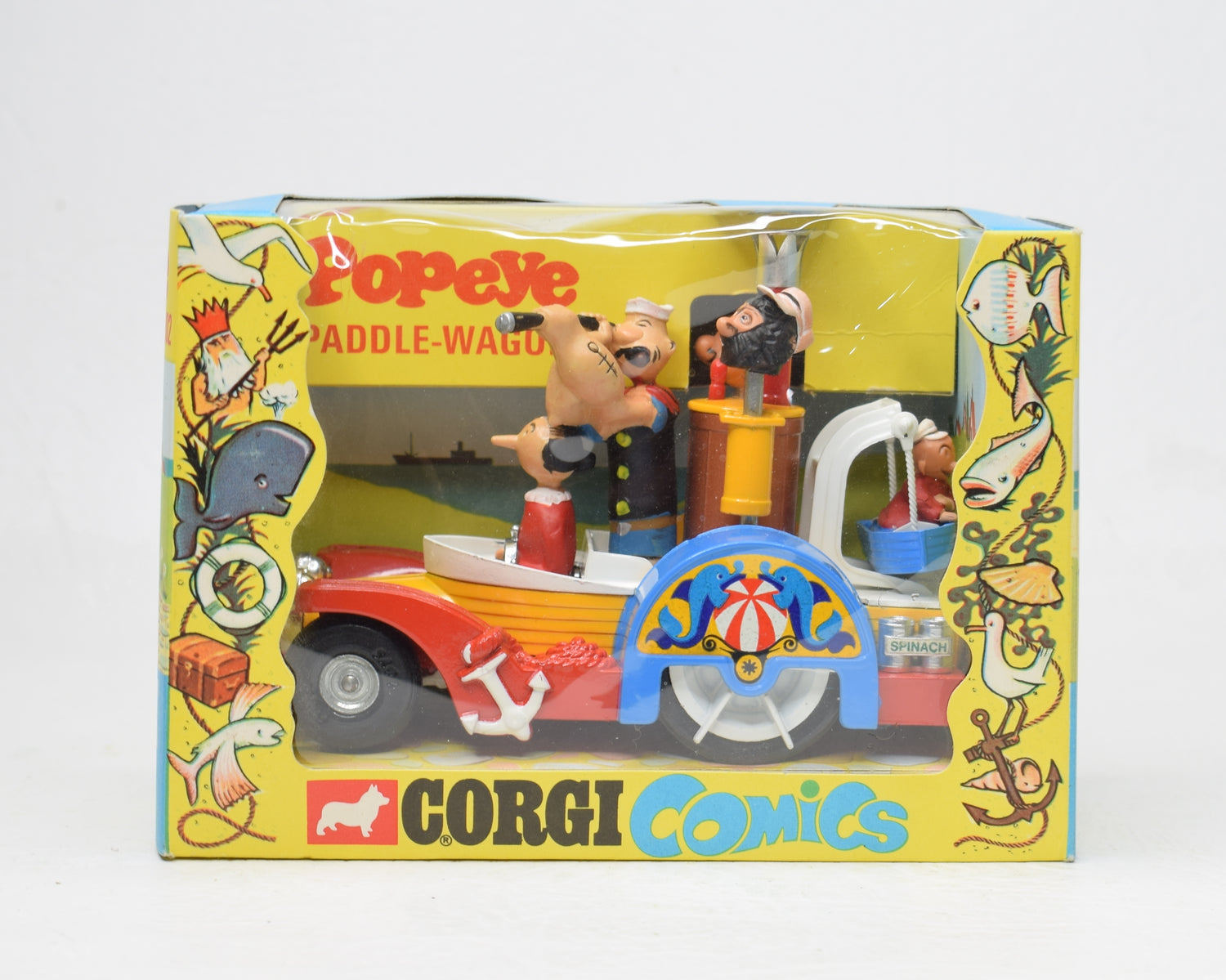 Corgi toys 802 Popeye Paddlewagon (Old shop stock)