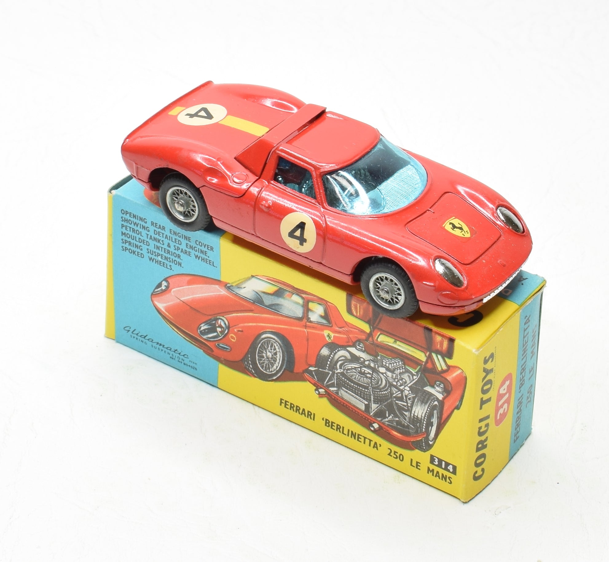 A small collection of Corgi Toys cars, comprising a No. 314 Ferrari  Berlinetta 250 Le Mans, a No. 22