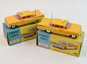 Corgi toys 221 'Chevrolet' New York Taxi Virtually Mint/Boxed (Matte finish)