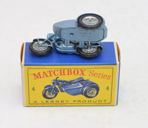 Matchbox Lesney 4 Triumph Motorcycle & sidecar Virtually Mint/Boxed 'Wickham' Collection