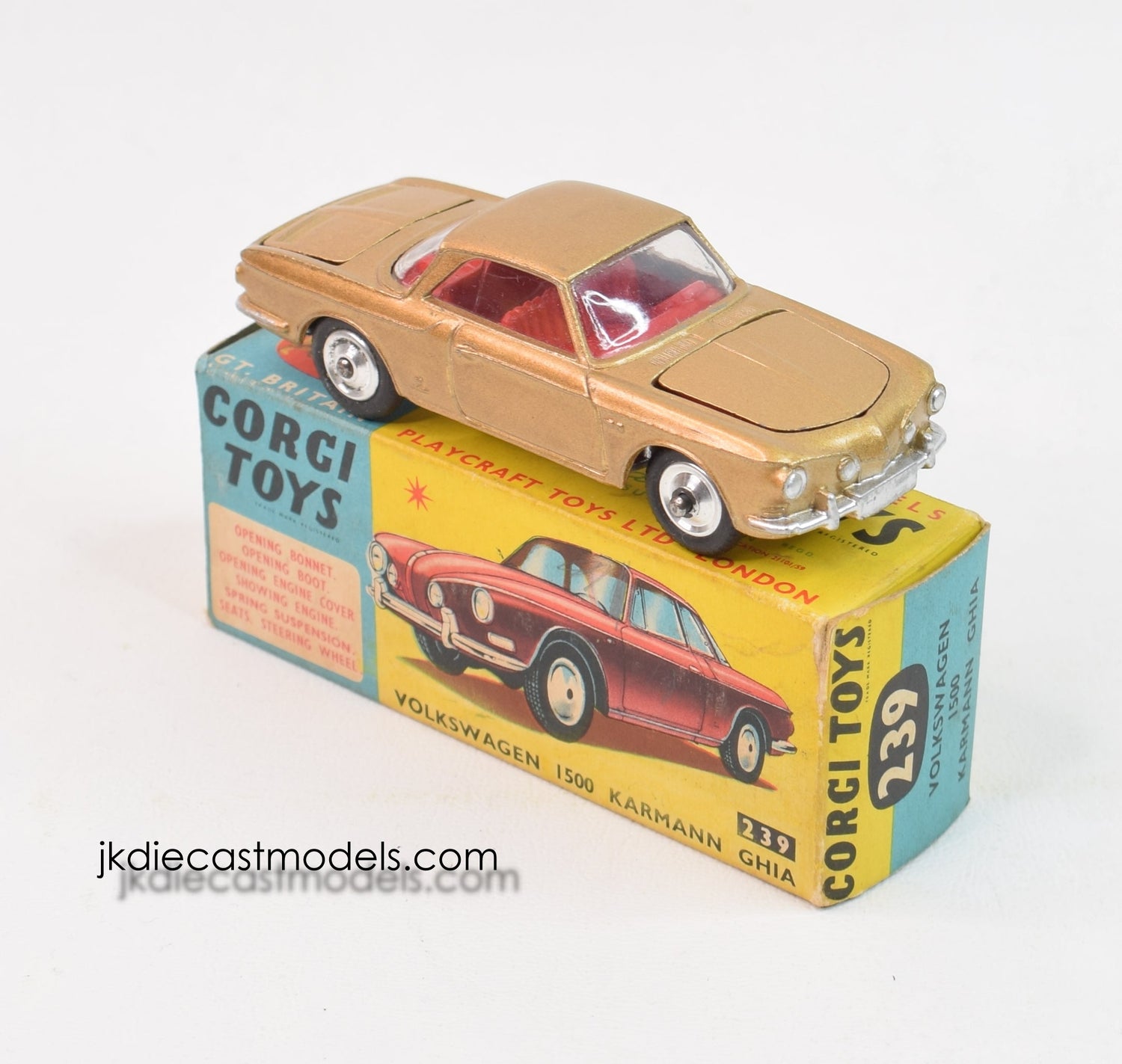 Corgi toys 239 Karmann Ghia Virtually Mint/Boxed (Darker Gold)