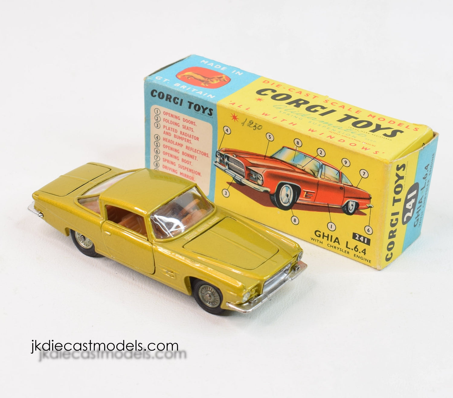 Corgi toys 241 Ghia 6.4 Virtually Mint/Boxed (Brown interior)