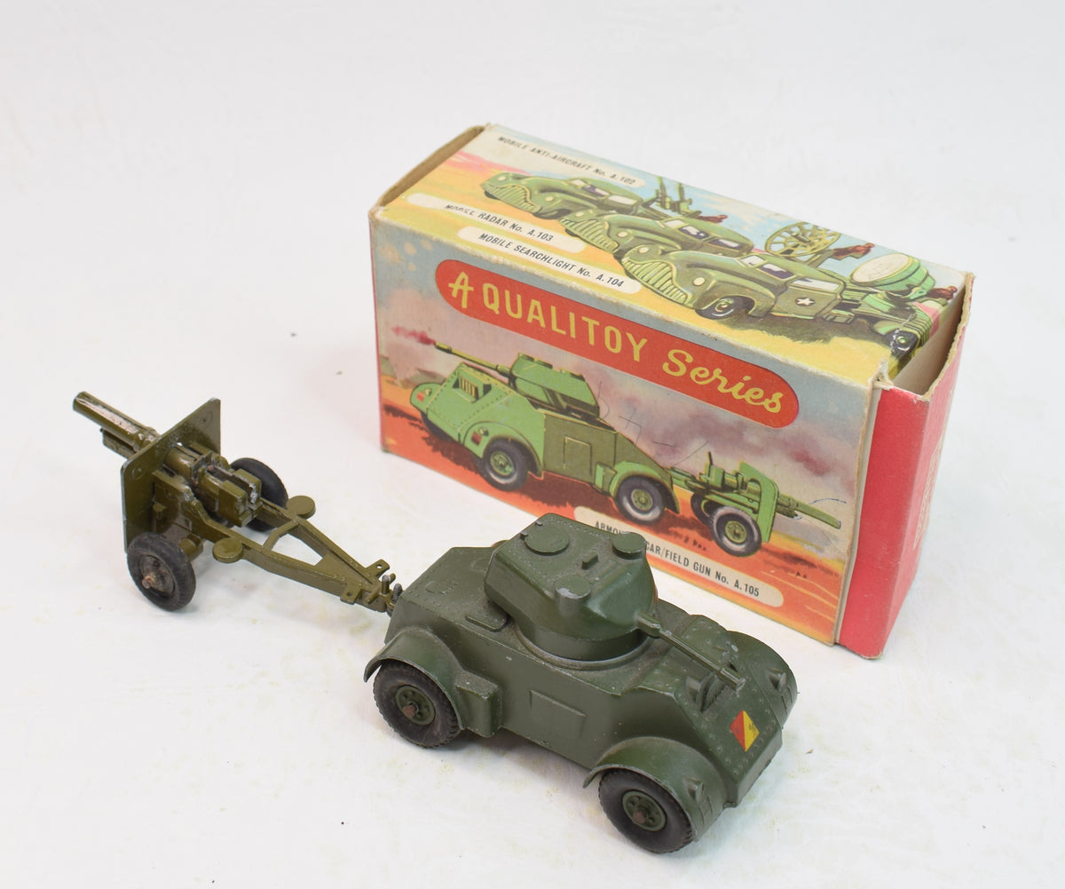 Benbros Qualitoy A.105 Armoured Car & Field Gun Very Near Mint/Boxed The 'Heritage' Collection