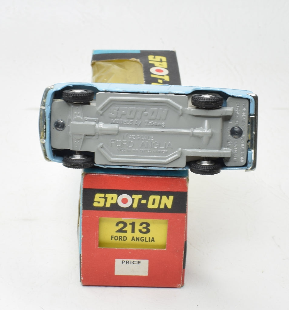 Spot-On N°213 Ford Anglia, échelle 1/42, Bleue, Métal, Occasion Peu Sortie