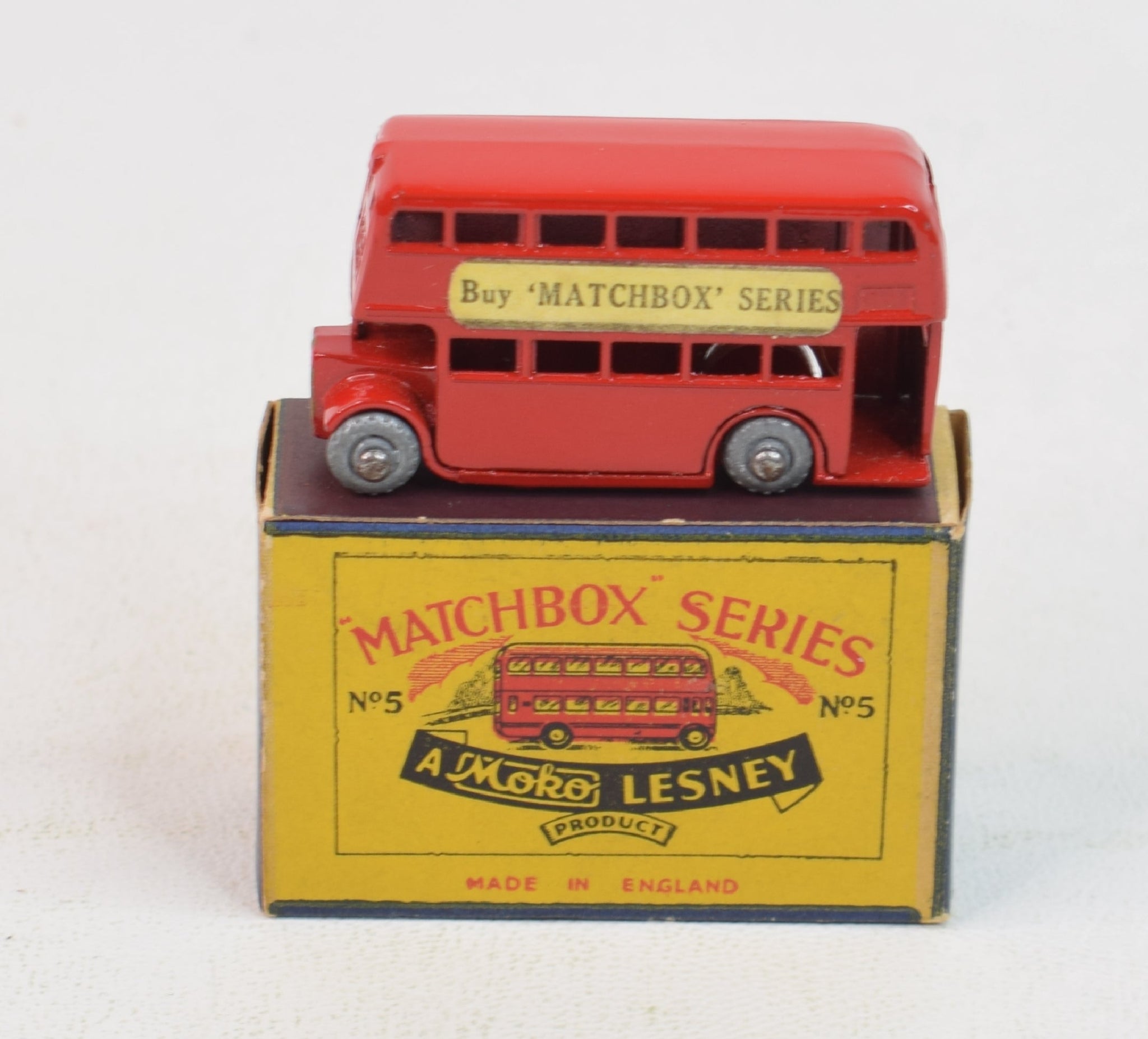 Matchbox Lesney 5 London Bus RW/A box script style Virtually Mint
