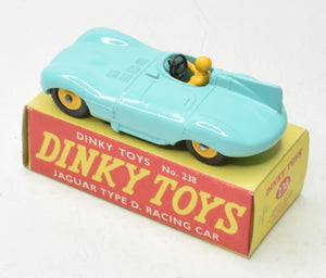 Dinky Toys 238 D type Jaguar Virtually Mint/Boxed (Yellow Plastic hubs)