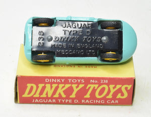 Dinky Toys 238 D type Jaguar Virtually Mint/Boxed (Yellow Plastic hubs)