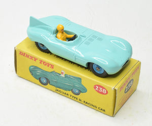 Dinky Toys 238 D type Jaguar Very Near Mint/Boxed (Blue Plastic hubs)