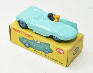 Dinky Toys 238 D type Jaguar Very Near Mint/Boxed (Blue Plastic hubs)